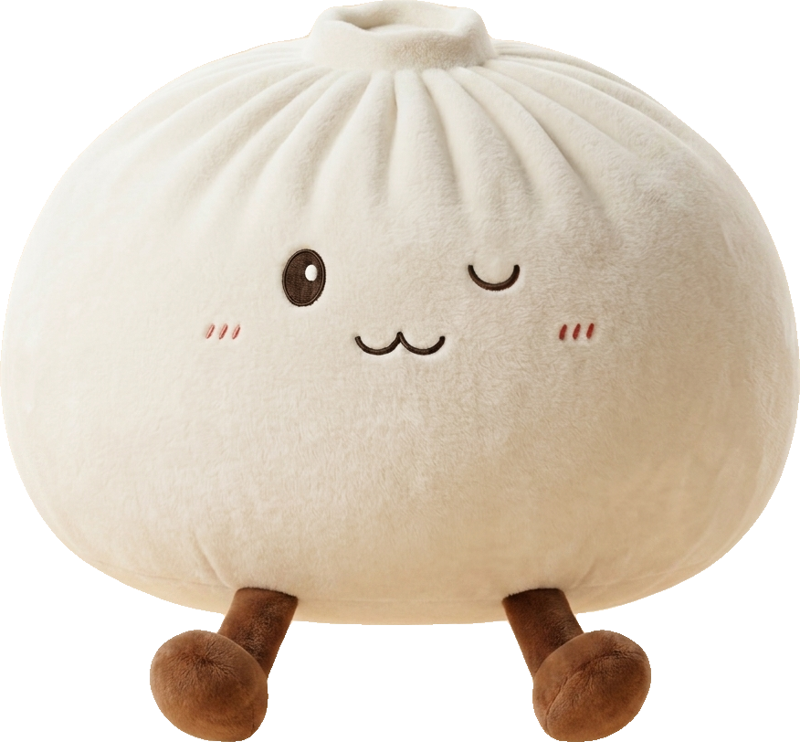 Dumplings Squishy Toy Vit XXL — i klämmet, mjukt slow-rise-skum