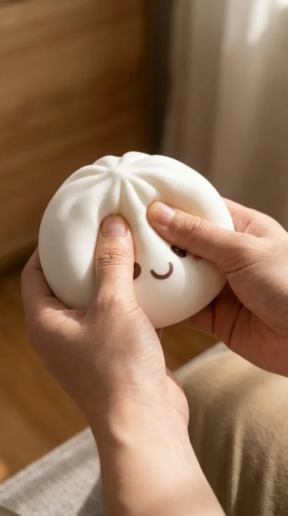 Dumpling Squishy Nattlampa Vit Måne mitt i klämmet