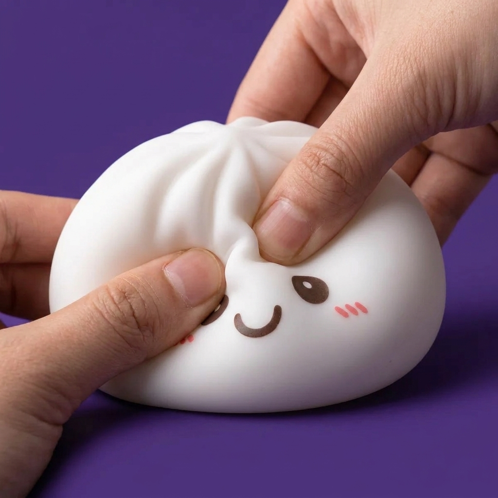 Dumpling Squishy Nattlampa Vit Måne — i klämmet, mjukt slow-rise-skum