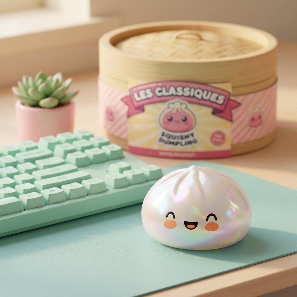 Dumpling Squishy Vit Moln Unik i sin kawaii-miljö