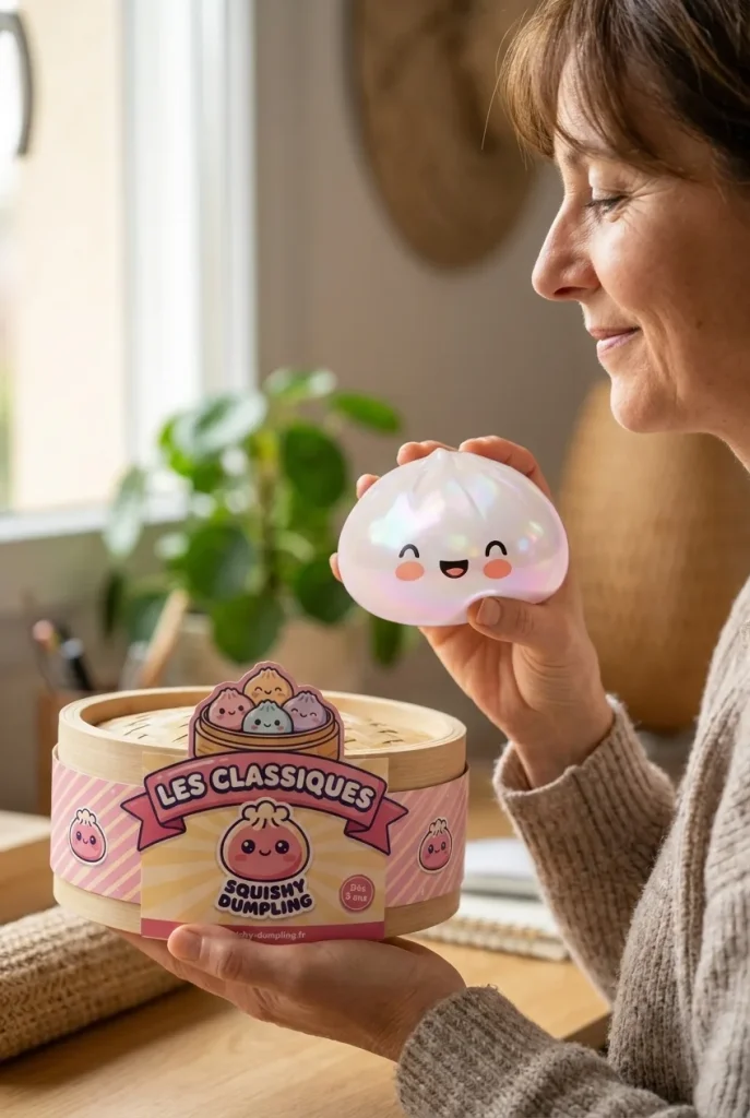 Dumpling Squishy Vit Moln Unik med sin ask