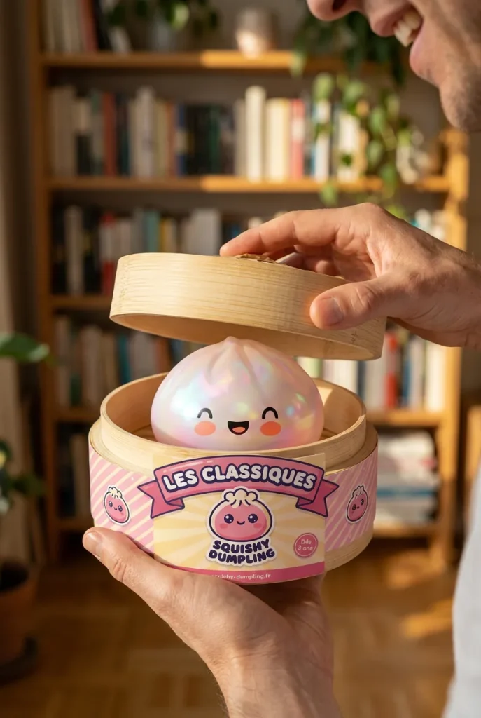 Dumpling Squishy Vit Moln Unik i unboxing-ögonblicket