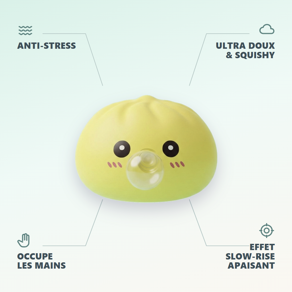 Jumbo Dumpling Squishy Gul XXL — dess fördelar