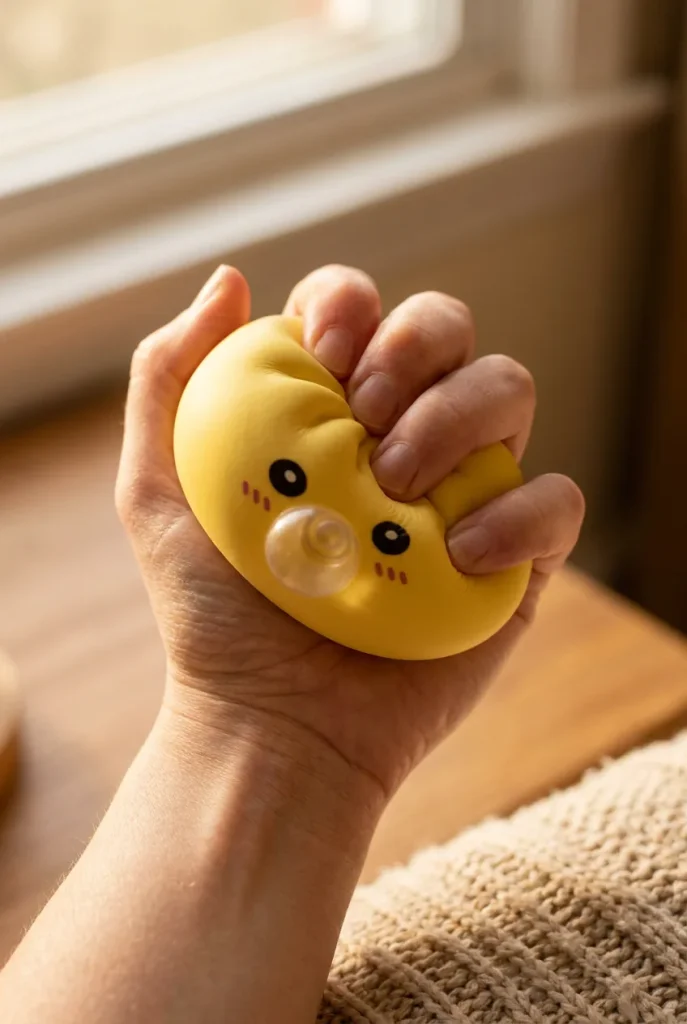 Jumbo Dumpling Squishy Gul XXL mitt i klämmet