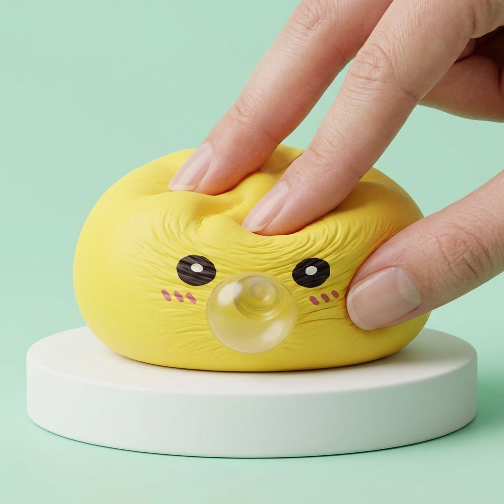 Jumbo Dumpling Squishy Gul XXL — i klämmet, mjukt slow-rise-skum