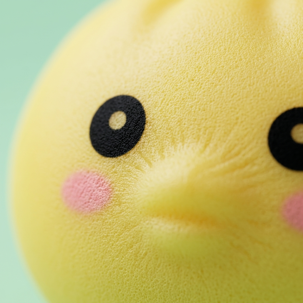 Jumbo Dumpling Squishy Gul XXL — närbild på strukturen