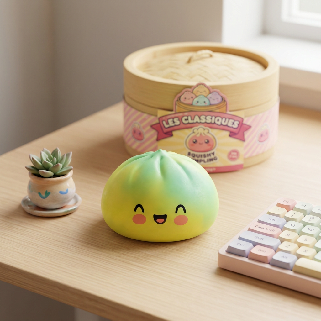 Yellow Fade Dumpling Squishy Gul Solnedgång i sin kawaii-miljö