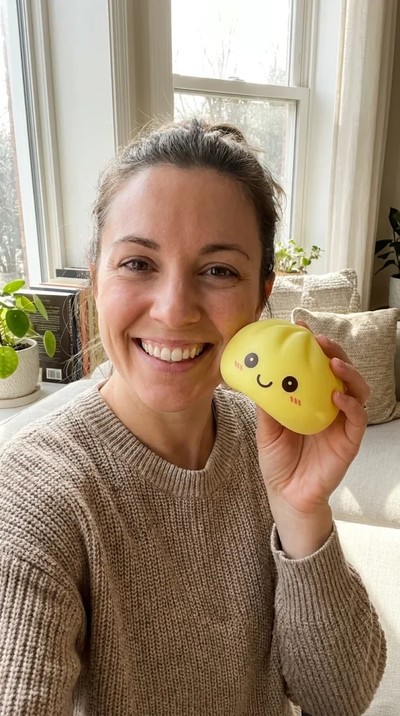 Solgul Dumpling Squishy Nattlampa i vardagen
