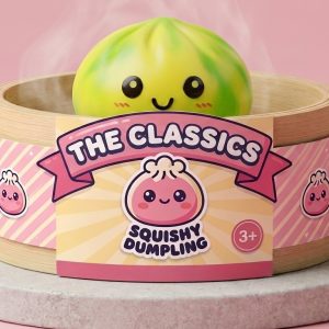 Squishy Dumpling Tie Dye Gul i sin bambu-ångkorg
