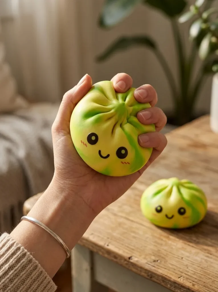 Squishy Dumpling Tie Dye Gul mitt i klämmet