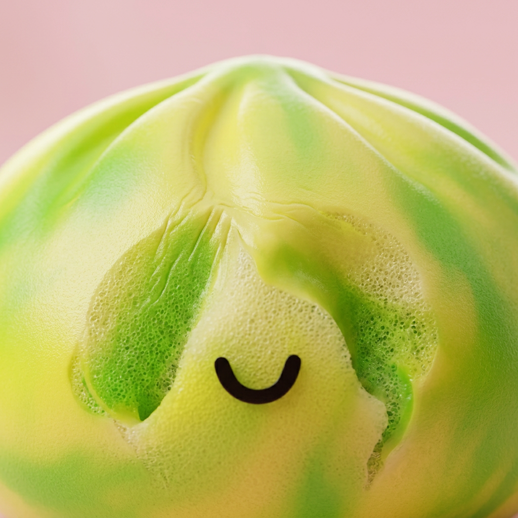 Squishy Dumpling Tie Dye Gul — närbild på strukturen