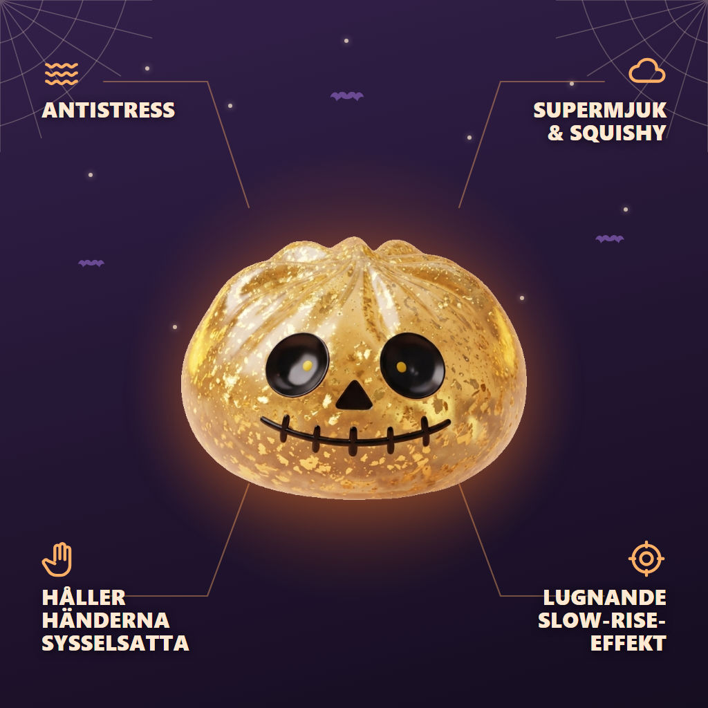 Dumpling Squishy Zombie Halloween Glitter Guld — dess fördelar