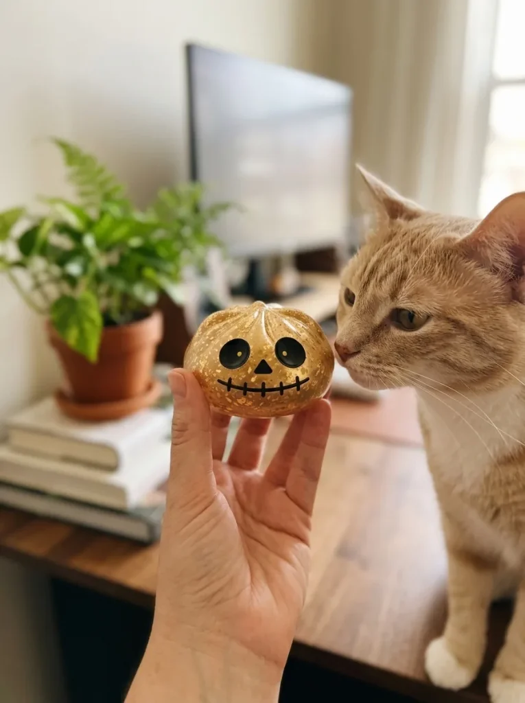 Dumpling Squishy Zombie Halloween Glitter Guld med en gosedjursvän