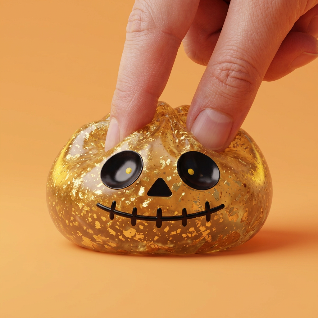Dumpling Squishy Zombie Halloween Glitter Guld — slow-rise-effekt, skummet återtar långsamt sin form