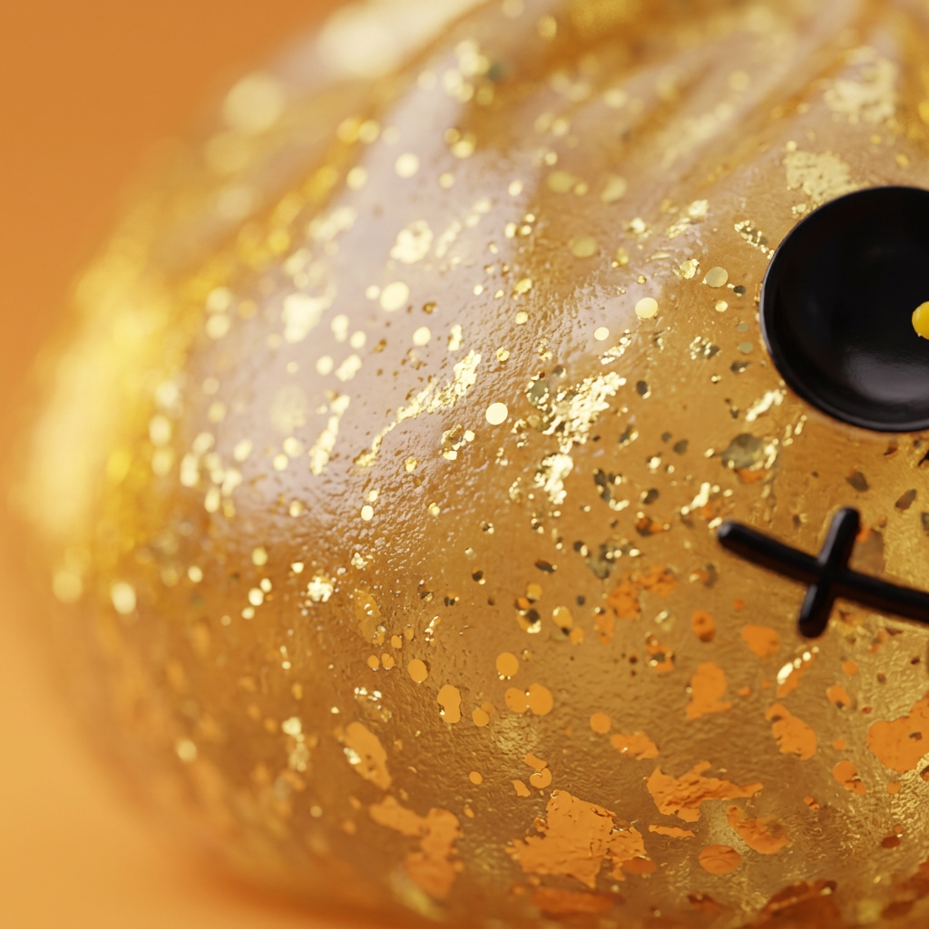 Dumpling Squishy Zombie Halloween Glitter Guld — närbild på strukturen