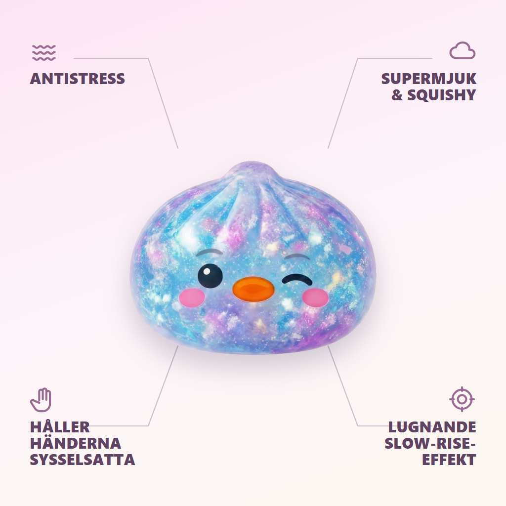 Squishy Dumpling Pingvin Blå Galaxy — dess fördelar