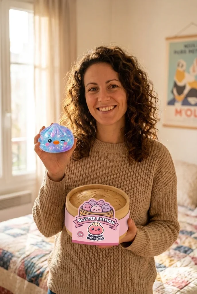 Squishy Dumpling Pingvin Blå Galaxy med sin ask