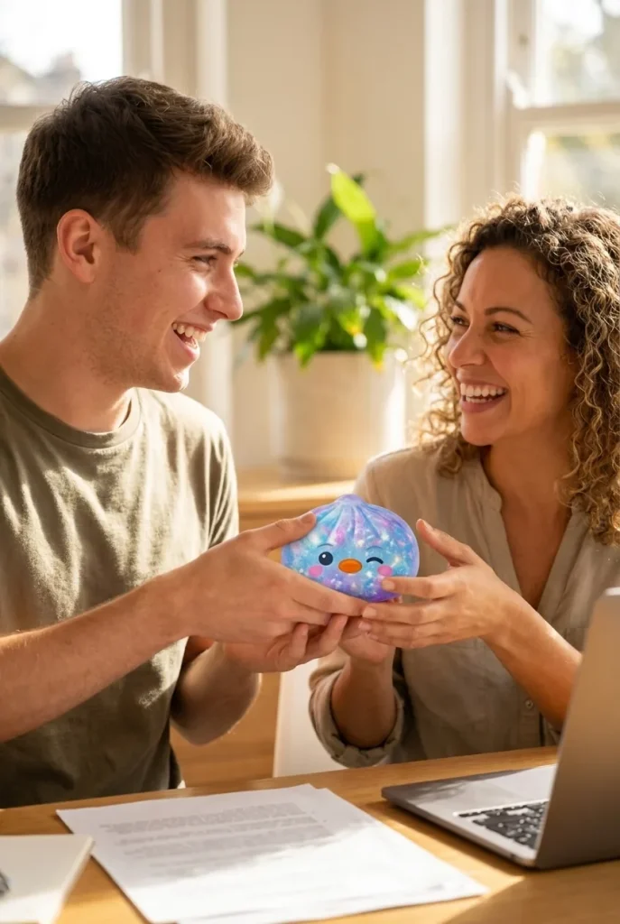 Squishy Dumpling Pingvin Blå Galaxy som presenttips
