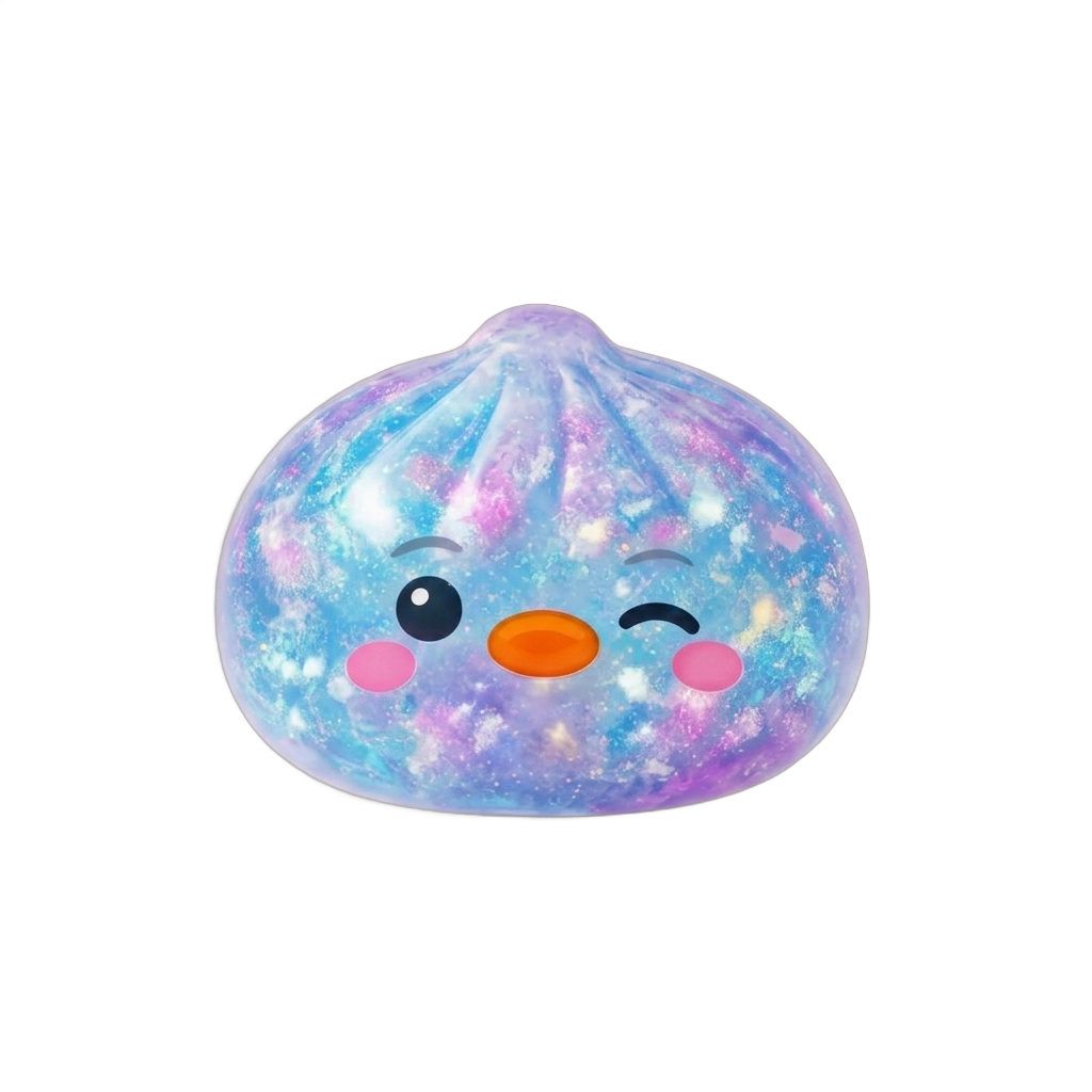 Squishy Dumpling Pingvin Blå Galaxy — i klämmet, mjukt slow-rise-skum