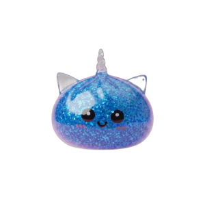 Unicorn Dumpling Squishy Glitter Blå — i klämmet, mjukt slow-rise-skum