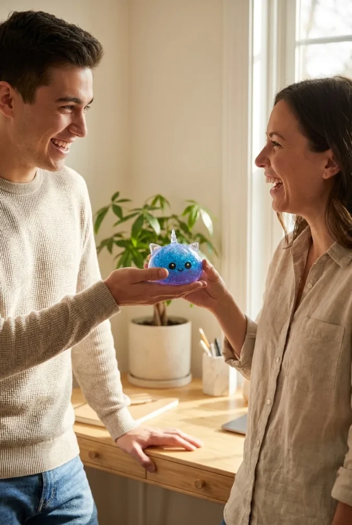 Unicorn Dumpling Squishy Glitter Blå som presenttips