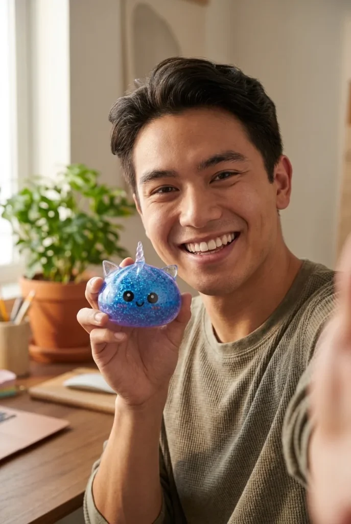 Unicorn Dumpling Squishy Glitter Blå i vardagen