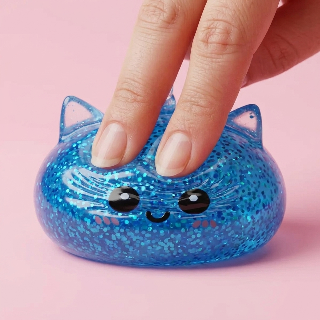 Unicorn Dumpling Squishy Glitter Blå — i klämmet, mjukt slow-rise-skum