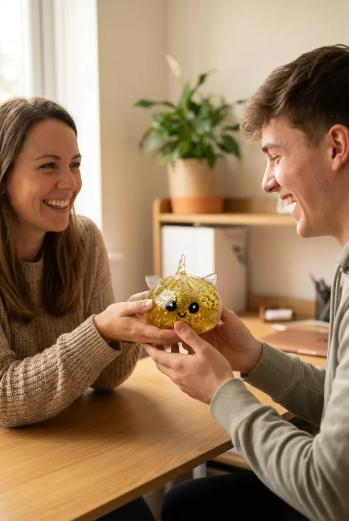 Glitter Dumpling Squishy Guldenhörning som presenttips