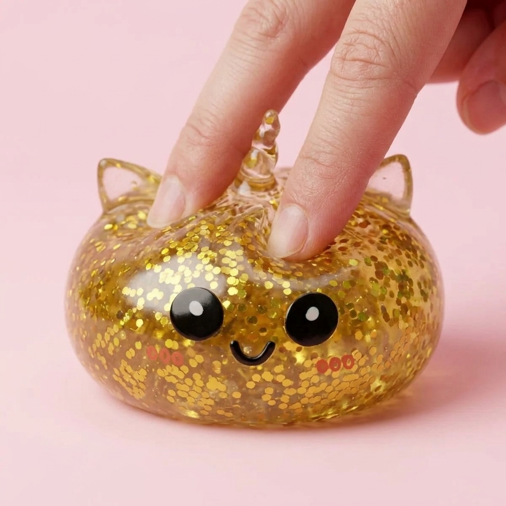 Glitter Dumpling Squishy Guldenhörning — i klämmet, mjukt slow-rise-skum