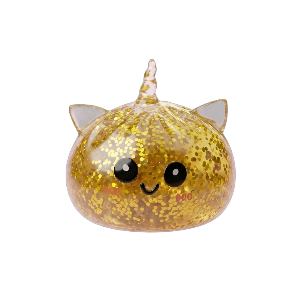 Glitter Dumpling Squishy Guldenhörning — i klämmet, mjukt slow-rise-skum