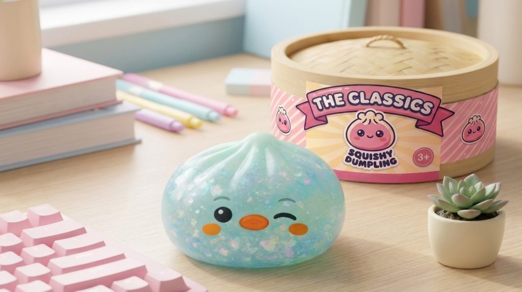 Squishy Dumpling Pingvin Myntgrön Frost i sin kawaii-miljö