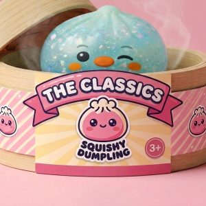 Squishy Dumpling Pingvin Myntgrön Frost i sin bambu-ångkorg