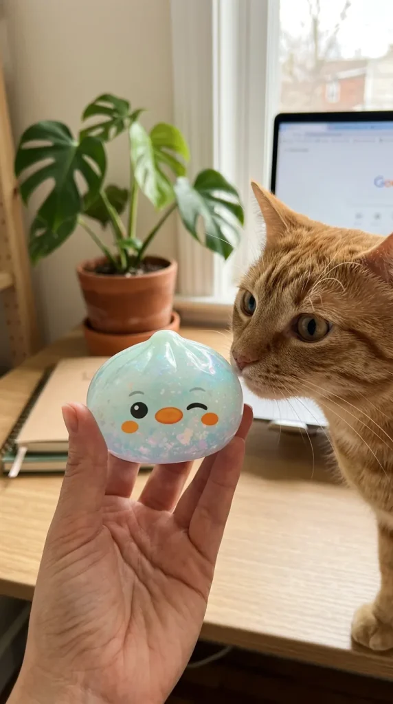 Squishy Dumpling Pingvin Myntgrön Frost med en gosedjursvän