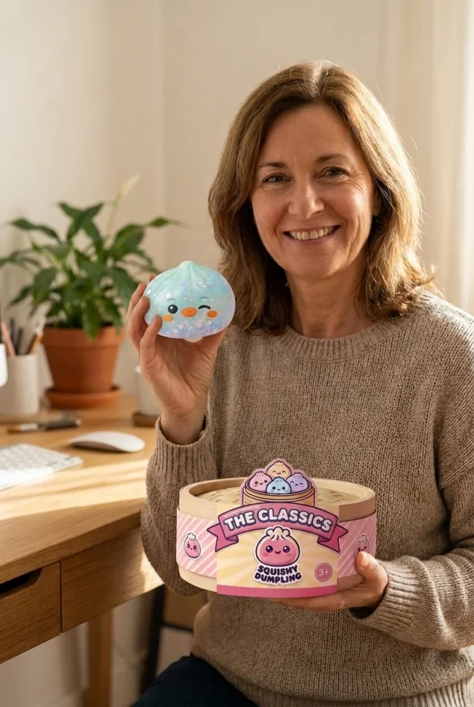 Squishy Dumpling Pingvin Myntgrön Frost med sin ask