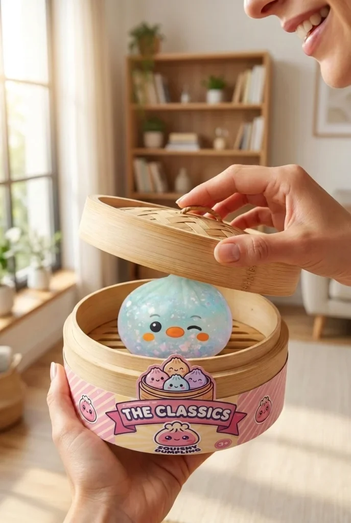 Squishy Dumpling Pingvin Myntgrön Frost i unboxing-ögonblicket