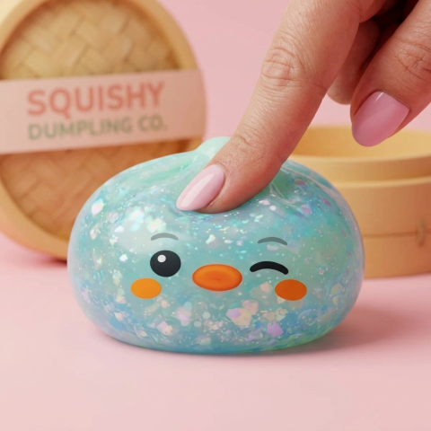 Squishy Dumpling Pingvin Myntgrön Frost — i klämmet, mjukt slow-rise-skum