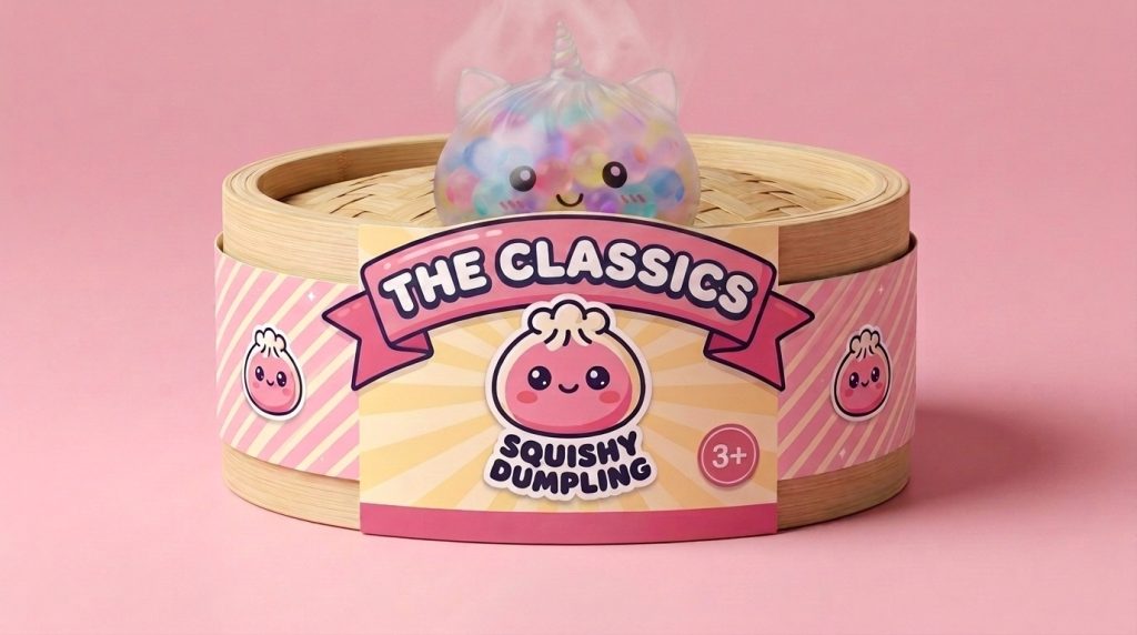 Squishy Dumpling Unicorn Bubble Pastell i sin bambu-ångkorg