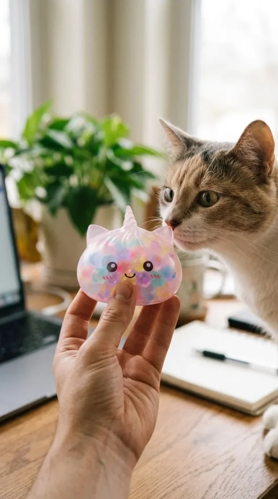 Squishy Dumpling Unicorn Bubble Pastell med en gosedjursvän
