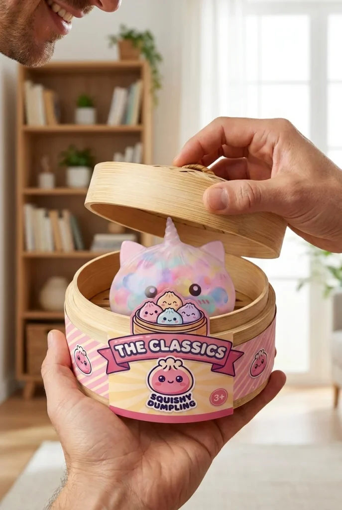 Squishy Dumpling Unicorn Bubble Pastell i unboxing-ögonblicket