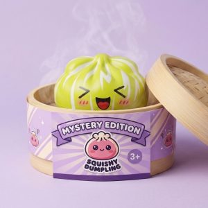 Dumpling Squishy Mystery Happy Faces Glada Miner i sin bambu-ångkorg