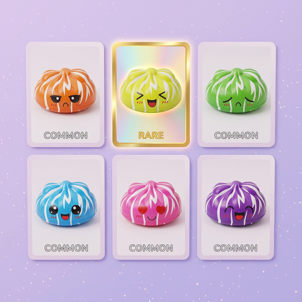 Dumpling Squishy Mystery Happy Faces Glada Miner — i klämmet, mjukt slow-rise-skum