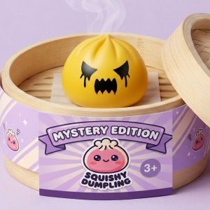 Spöke Dumpling Squishy Mystery i sin bambu-ångkorg