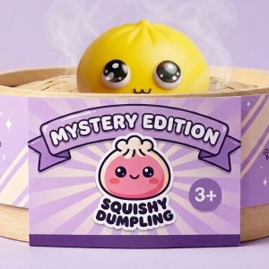 Dumpling Squishy Mystery Pop Stora Ögon i sin bambu-ångkorg