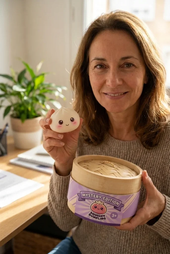 Dumpling Squishy Mystery Pop Stora Ögon med sin ask
