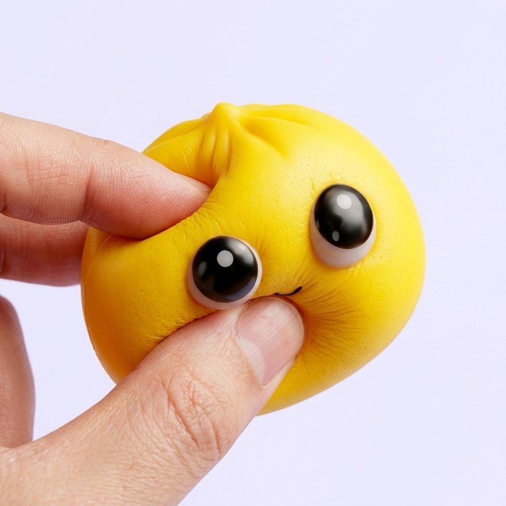 Dumpling Squishy Mystery Pop Stora Ögon — slow-rise-effekt, skummet återtar långsamt sin form