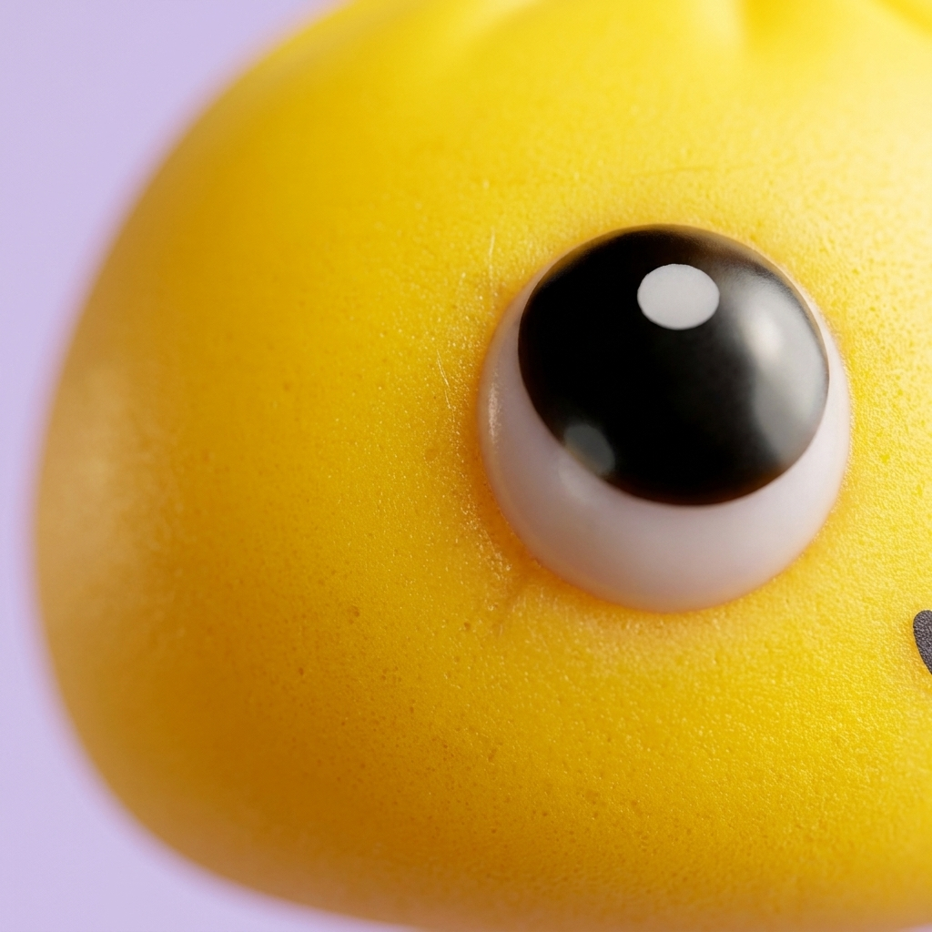 Dumpling Squishy Mystery Pop Stora Ögon — närbild på strukturen