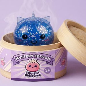 Unicorn Dumpling Squishy Mystery Glitter i sin bambu-ångkorg