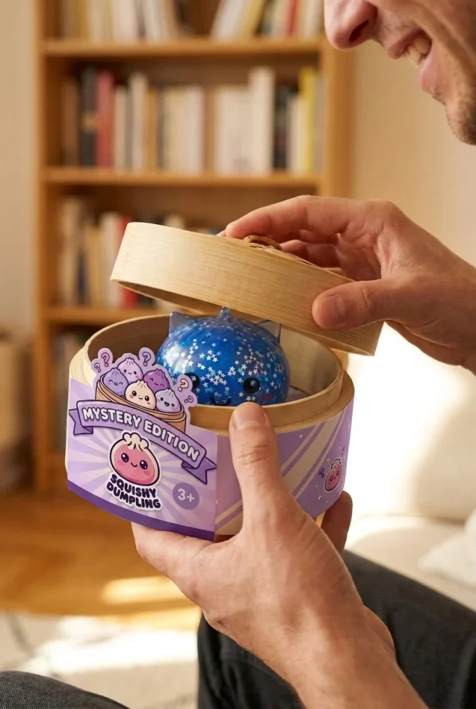Unicorn Dumpling Squishy Mystery Glitter i unboxing-ögonblicket