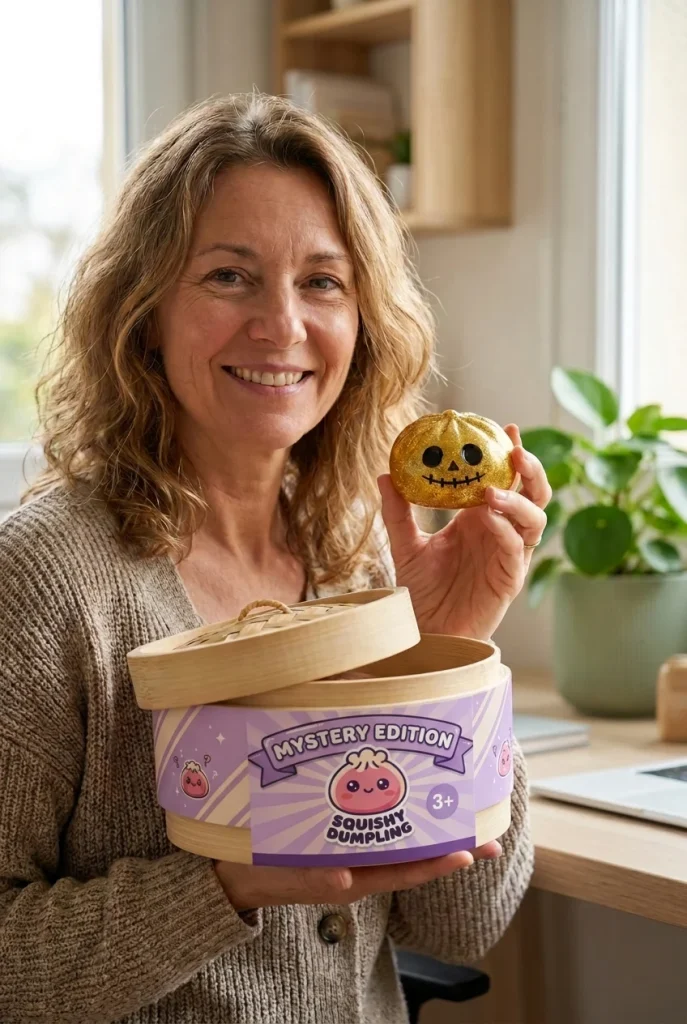 Vampire Mystery Dumpling Squishy Blodröd med sin ask