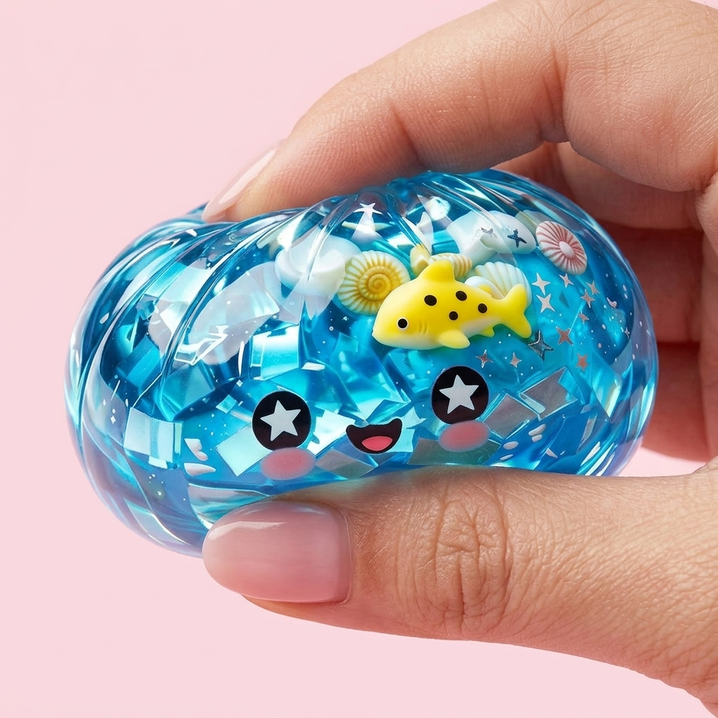 Glitter Dumpling Squishy Ocean Korallrev — slow-rise-effekt, skummet återtar långsamt sin form